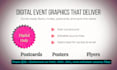 create digital event flyers, posters, postcards