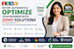 setup and automate zoho CRM, zoho one, zoho books, zoho inventory, zoho people