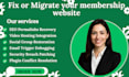 migrate or fix your learndash, teachable membership website with wordpress