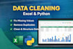 clean and analyze data using excel, python, or pandas