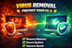 remove virus, malware and spyware from your windows PC fully and remotely