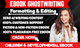 book and ebook ghostwriting paperback formatting, layout design, book interior