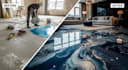 create ai epoxy floor transformation before after timelapse video