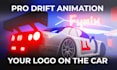 create a 3d drift car animation with your logo