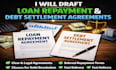 draft loan repayment and debt settlement agreements