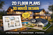 do 2d house plan 3d floor plan interior design