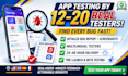 app testing 12 testers 20 testers multilingual UX bug report fast saas startups