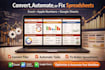 convert, automate, or fix custom excel spreadsheet, apple numbers, google sheets