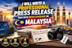 write a professional press release that gets media attention in malaysia