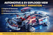 create automotive and ev exploded view 3d animation with assembly sequences