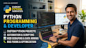 do python programming, custom python scripts, and python projects