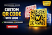 design custom qr code logo, branded and scannable business qr code