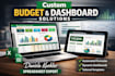 design, automate budget spreadsheet, custom excel template, formula, dashboard
