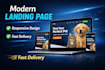 create a modern responsive lading page, HTML CSS js