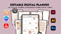 do editable etsy digital planner KDP journal digital product hyperlinked planner