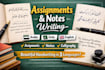 write handwritten assignment, notes in arabic english, urdu
