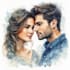create romantic watercolor portrait for couples