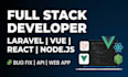 develop web application using laravel, vue, react, node js