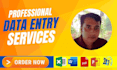 do data entry, web research, excel , pdf convert