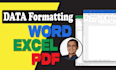 do PDF, ms word, and excel data formatting
