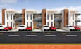 retrofit  duplex townhouse external, brick facade design, housing complex render