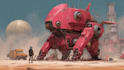 do custom digital 2d anime mecha art illustration