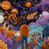 doodle illustration with unique background