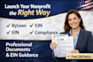 draft nonprofit bylaws, ein and compliance documents