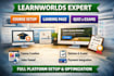 design learnworlds course, landing page, setup quizzes, exams full platform