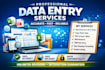 do data entry, cleaning, typing, logo, thumbnail, web