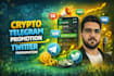 crypto telegram promotion, twitter, telegram promotion