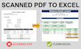 convert scanned PDF to clean excel for bank statements and invoices