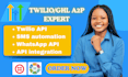 build twilio automation, SMS automation, twilio API,  IVR, whatsapp API