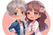 draw cute couple chibi illustration