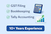 do gst return filing, bookkeeping and tally accounting