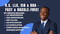 handle US llc registration, ein, dba filing an llc dissolution, dba registration