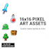 design 16x16 pixel icons,tilesets,objects