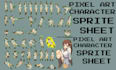 8x8, 16x16, 32x32, 64x64 pixel art character, sprite sheet, pixel animation, ui