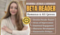 beta read, romance beta reader, beta reader fantasy, sci fi thriller beta reader