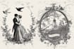 create an etching style wedding crest or illustration