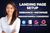 setup unbounce landing page instapage grovefunnels convertkit page