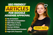 write 30 unique SEO articles for google adsense approval