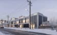 develop 3d commercial building,packing lot,urban environment,glass facade render