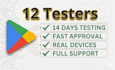 do 12 testers for your google play closed testing app
