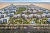 3d housing development site, residential area, amenities, rows apartments render