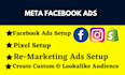 setup facebook ads, meta ads campaign conversion with fb pixel advertising