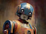 design a detailed sci fi robot character illustration