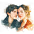 draw a watercolor couple portrait