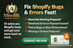 fix all shopify errors website bugs shopify store 404 issues fully functionality