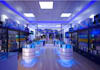 design 3d electronics retail store, gadget display, store clean layout, showroom